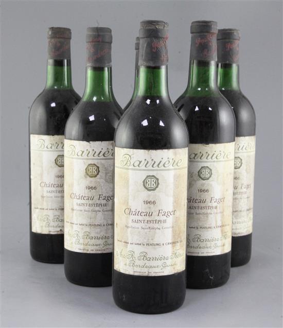Twelve bottles of Chateau Faget, Saint Estephe, 1966.